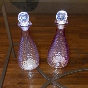 Light Purple Glass Decanters with Crystal Stoppers